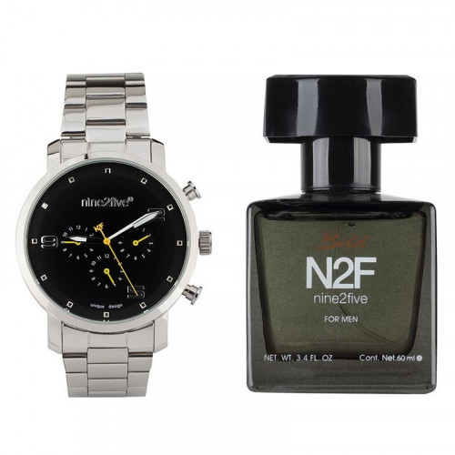 Kit nine2five Lifestyle Reloj y Mini Fragancia Plateado Hombre