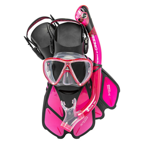 Kit Cressi Snorkeling Bonete Dry Pro Rosa 