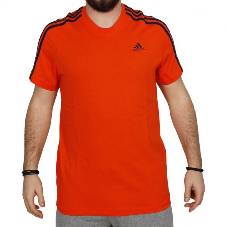 Playera Adidas Fitness Essential 3 stripe Naranja Hombre