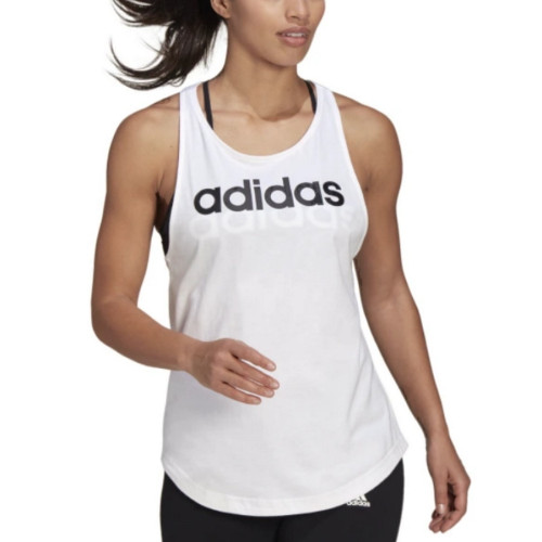 Tank Top Adidas Fitness Essentials Logo Lineal Blanco Mujer
