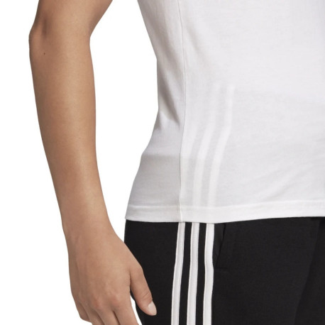 Playera Adidas Fitness Essentials 3 Stripes Blanco Mujer