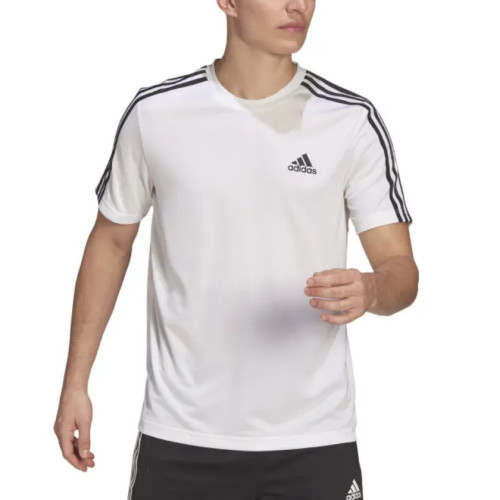 Playera Adidas Fitness Designed To Move 3 Stripes Blanco Hombre
