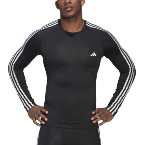 Playera Adidas Fitness Techfit 3 Stripes Negro Hombre