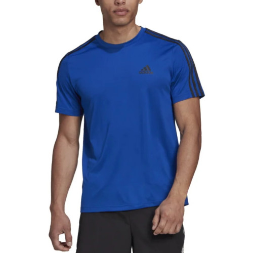 Playera Adidas Fitness Designed To Move 3 Stripes Azul Hombre