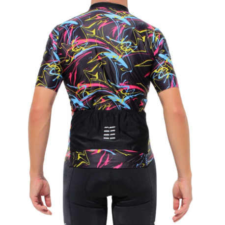 Jersey Afuego Ciclismo Abstract Negro Hombre